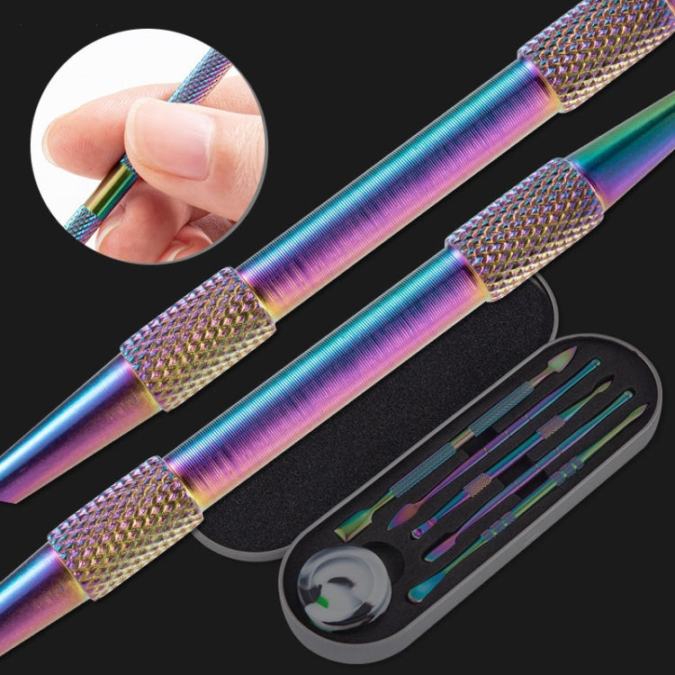 Nail Art Tool Set Smoke Cream Spoon Stainless Steel Steel Push Smoke Oil Spoon, Specification: 5 In 1 Silver