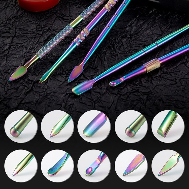 Nail Art Tool Set Smoke Cream Spoon Stainless Steel Steel Push Smoke Oil Spoon, Specification: 6 In 1 Silver