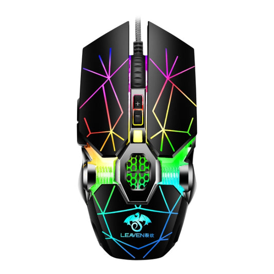 LEAVEN 7 Keys 4000DPI USB Wired Computer Office Luminous RGB Mechanical Gaming Mouse, Cabel Length:1.5m, Colour: S30 Black - free shipping - PMC Jewellery - Order now!