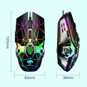 LEAVEN 7 Keys 4000DPI USB Wired Computer Office Luminous RGB Mechanical Gaming Mouse, Cabel Length:1.5m, Colour: S30 Black