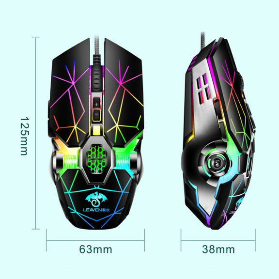 LEAVEN 7 Keys 4000DPI USB Wired Computer Office Luminous RGB Mechanical Gaming Mouse, Cabel Length:1.5m, Colour: S30 Pink