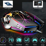 LEAVEN 7 Keys 4000DPI USB Wired Computer Office Luminous RGB Mechanical Gaming Mouse, Cabel Length:1.5m, Colour: S30 Pink