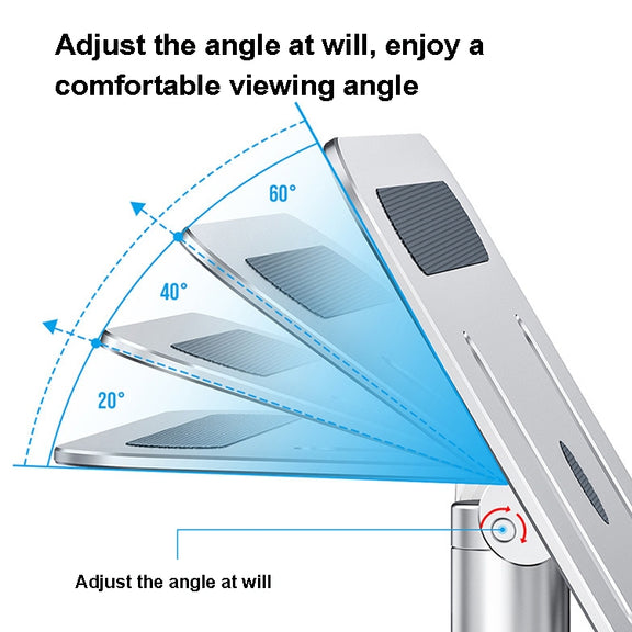 Oatsbasf 03597 Aluminum Alloy Notebook Heightening Bracket Notebook Computer Lifting Heat Dissipation Bracket Mobile Folding Table,Style: Deluxe Edition-Silver