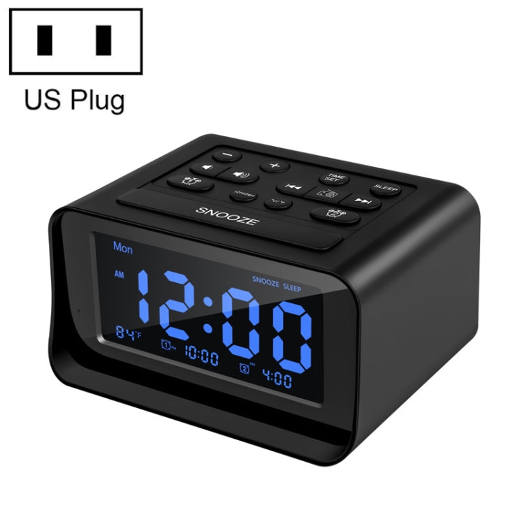 LED Digital Bedroom Alarm Clock With USB Charging Port Clock Radio Temperature Electronic Platform Clock, Specification: US Plug(Black) - Alarm Clocks by PMc TechLife | Online Shopping South Africa | PMc TechLife | Buy Now Pay Later Mobicred
