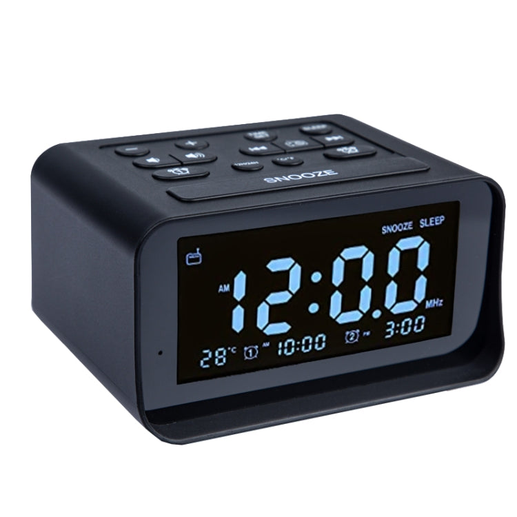 LED Digital Bedroom Alarm Clock With USB Charging Port Clock Radio Temperature Electronic Platform Clock, Specification: US Plug(Black) - Alarm Clocks by PMc TechLife | Online Shopping South Africa | PMc TechLife | Buy Now Pay Later Mobicred