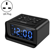 LED Digital Bedroom Alarm Clock With USB Charging Port Clock Radio Temperature Electronic Platform Clock, Specification: UK Plug(Black)