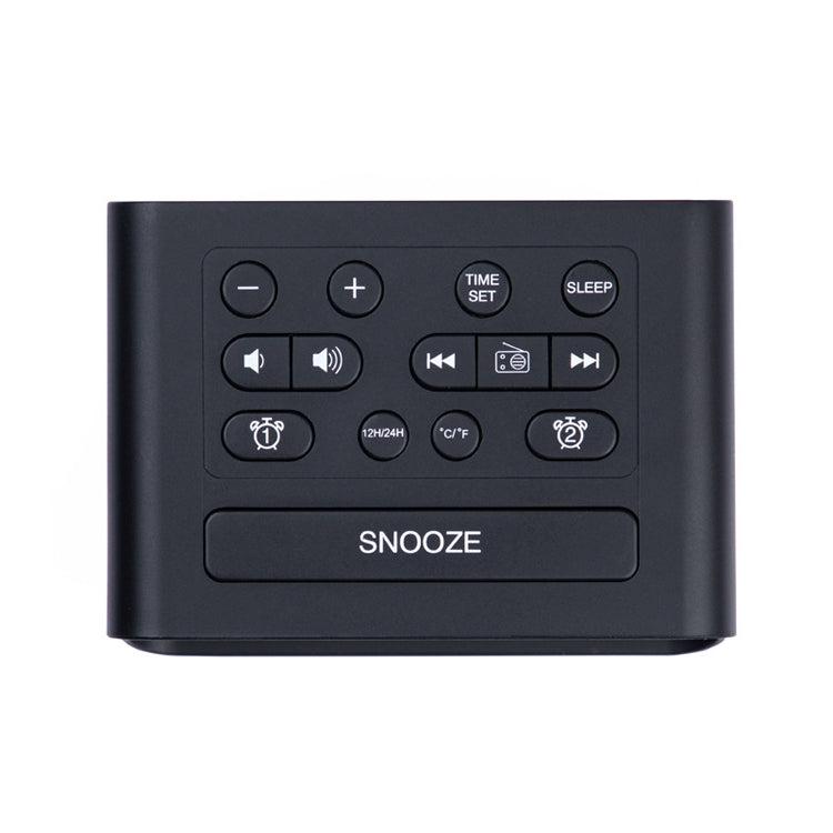LED Digital Bedroom Alarm Clock With USB Charging Port Clock Radio Temperature Electronic Platform Clock, Specification: UK Plug(Black)