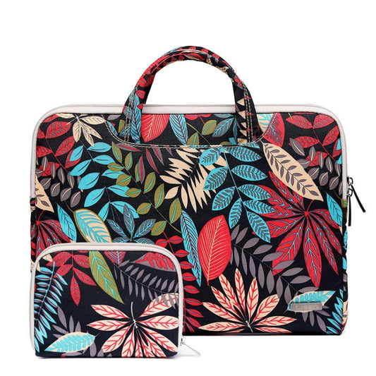 LiSEN LS-116 Simple Laptop Bag Business Laptop Liner Bag, Size: 11.6 inch(Canvas Colorful Leaves Black) - free shipping - PMC Jewellery - Order now!
