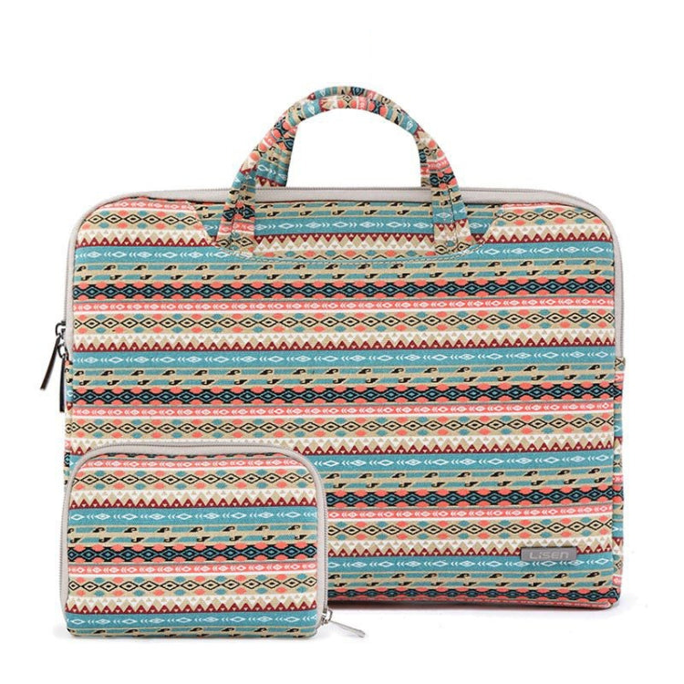 LiSEN LS-116 Simple Laptop Bag Business Laptop Liner Bag, Size: 15.6 inch(Canvas Diamond Lattice Light Green) - free shipping - PMC Jewellery - Order now!