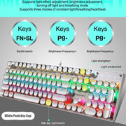 104 Keys Green Shaft RGB Luminous Keyboard Computer Game USB Wired Metal Mechanical Keyboard, Cabel Length:1.5m, Style: Double Imposition Version (Blue White)