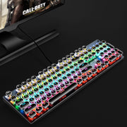 104 Keys Green Shaft RGB Luminous Keyboard Computer Game USB Wired Metal Mechanical Keyboard, Cabel Length:1.5m, Style: Punk Word Through Version (Black)