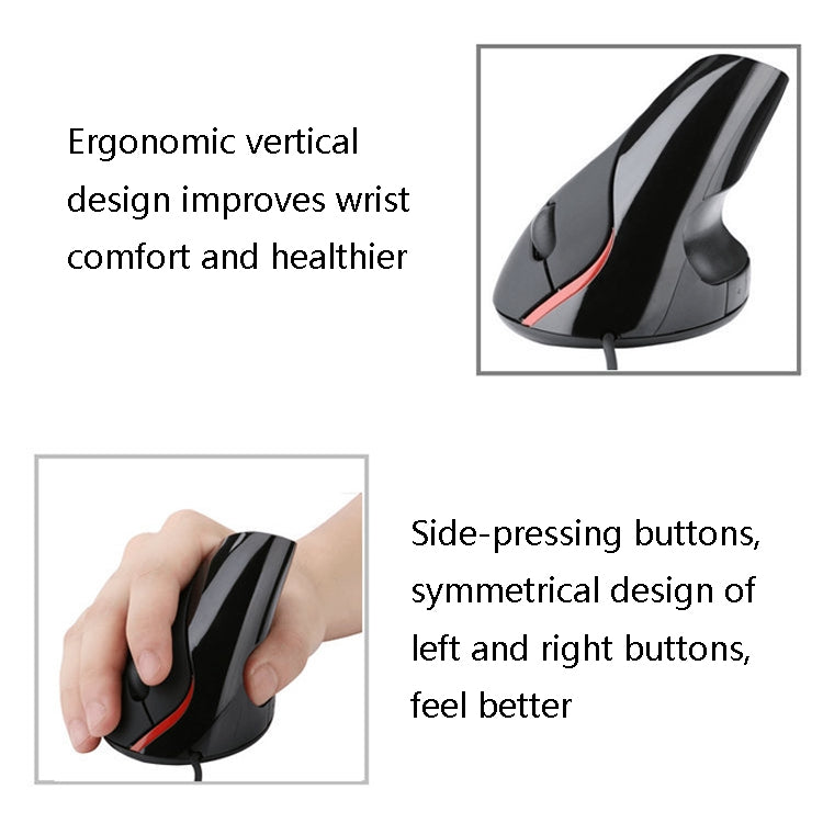 JSY-12 5 Keys USB Wired Vertical Mouse Ergonomic Wrist Brace Optical Mouse(Purple)