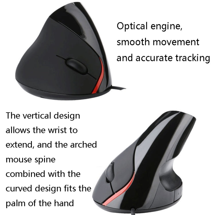 JSY-12 5 Keys USB Wired Vertical Mouse Ergonomic Wrist Brace Optical Mouse(Silver Gray)