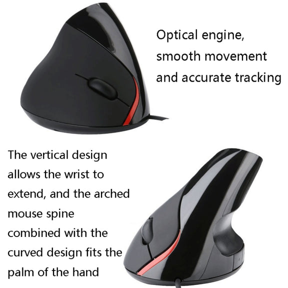 JSY-12 5 Keys USB Wired Vertical Mouse Ergonomic Wrist Brace Optical Mouse(Purple)
