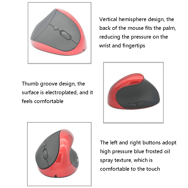 JSY-03 6 Keys Wireless Vertical Charging Mouse Ergonomic Vertical Optical Mouse(Blue)