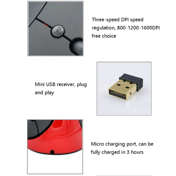 JSY-03 6 Keys Wireless Vertical Charging Mouse Ergonomic Vertical Optical Mouse(Silver Gray)