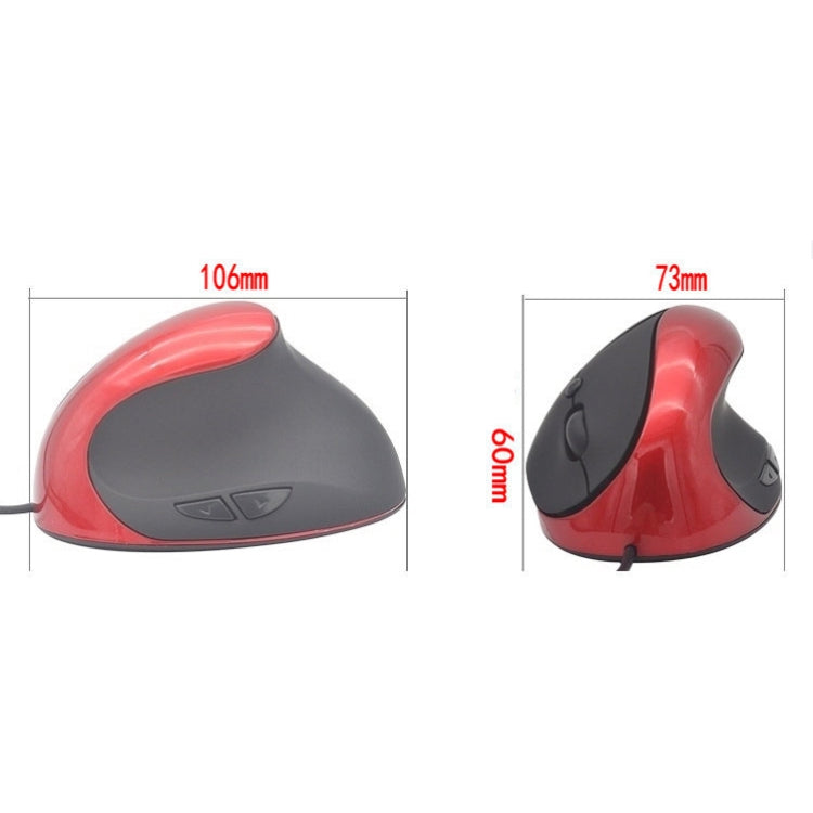 JSY-05 6 Keys Wired Vertical Mouse Ergonomics Brace Optical Mouse(Red)