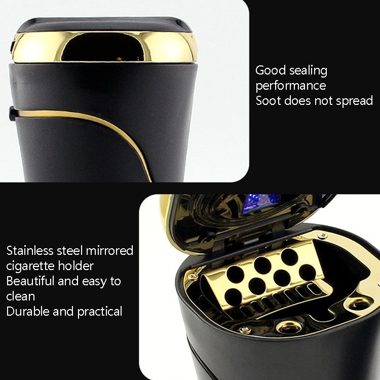 N09C Car Ashtray With Lamp And Cover Car Ashtray(Gold) - Ashtrays by PMC TechLife | Online Shopping South Africa | PMC TechLife | Buy Now Pay Later Mobicred