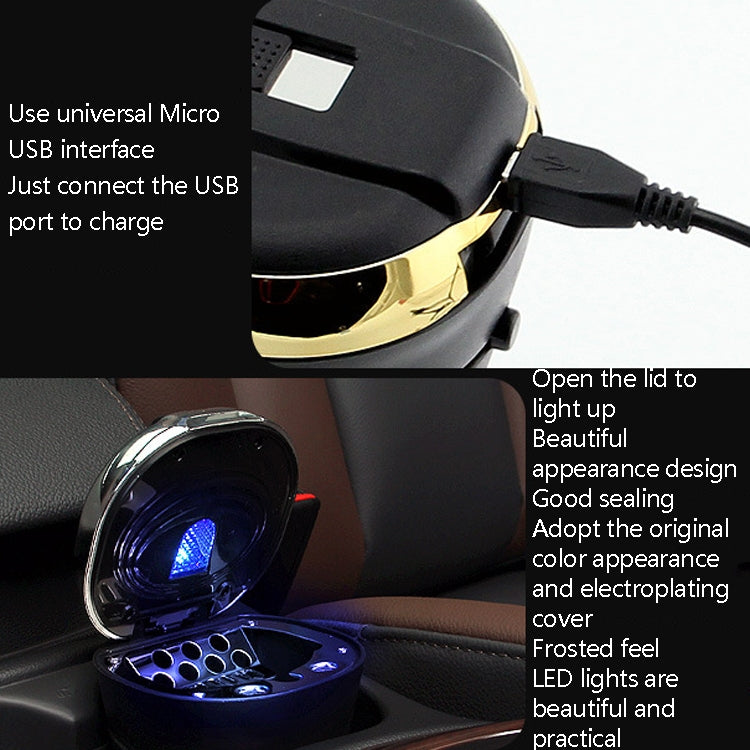 N09C Car Ashtray With Lamp And Cover Car Ashtray(Gold) - Ashtrays by PMC TechLife | Online Shopping South Africa | PMC TechLife | Buy Now Pay Later Mobicred