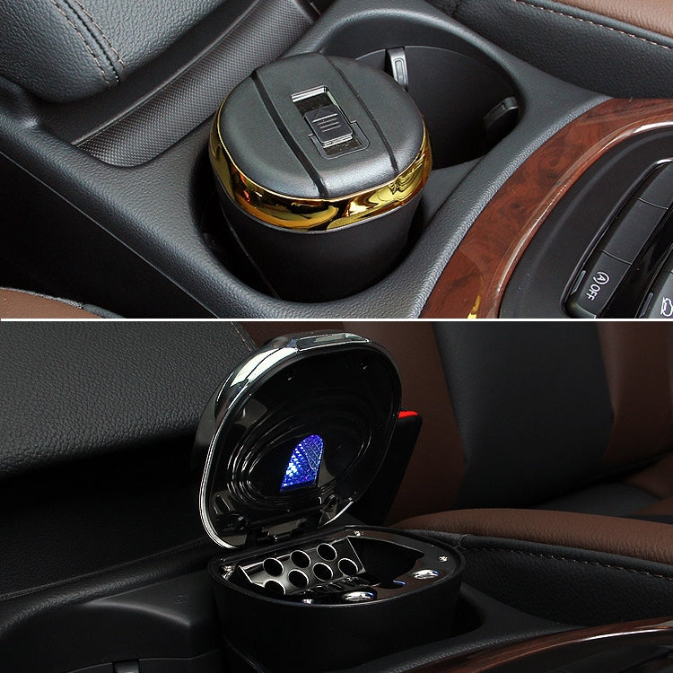 N09C Car Ashtray With Lamp And Cover Car Ashtray(Silver) - Ashtrays by PMC TechLife | Online Shopping South Africa | PMC TechLife | Buy Now Pay Later Mobicred