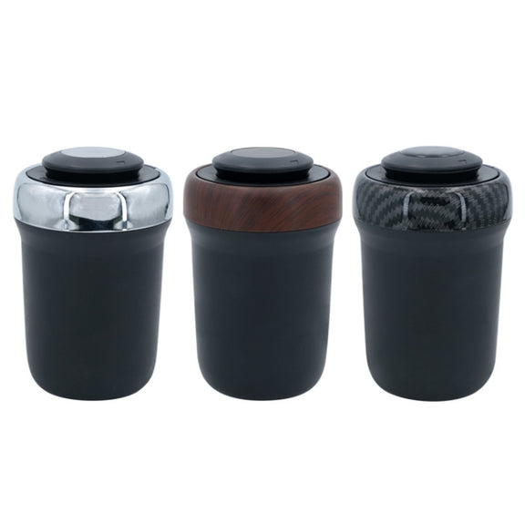 N17D Car Ashtray Arc Spot Tobacco With Lamp and Cover Car Ashtray(Wood Grain)