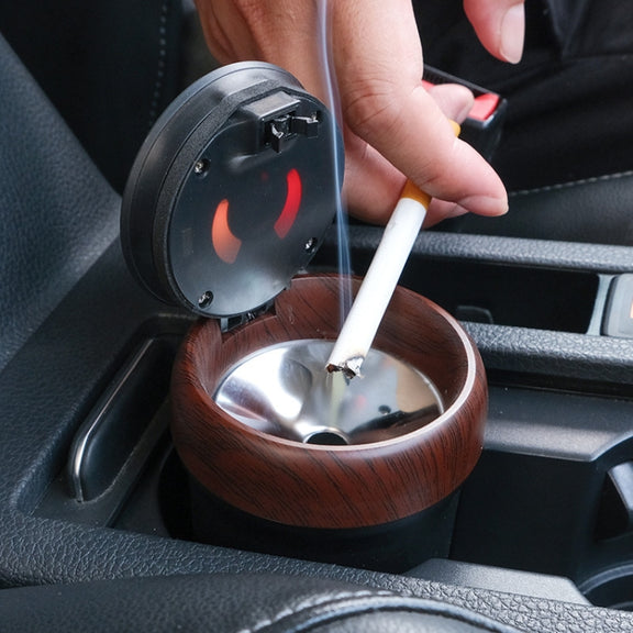 N17D Car Ashtray Arc Spot Tobacco With Lamp and Cover Car Ashtray(Silver)