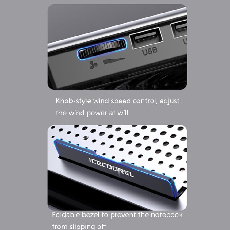 ICE COOREL Laptop Aluminum Alloy Radiator Fan Silent Notebook Cooling Bracket, Colour: Space Silver - free shipping - PMC Jewellery - Order now!