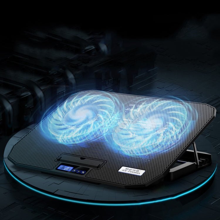 ICE COOREL N106 Laptop Base Adjustment Radiator Dual-Fan Notebook Cooling Bracket, Colour: Luxury Version (Sea Blue)