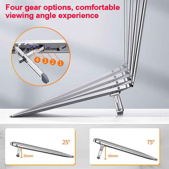 Oatsbasf K01 Adjustable Desktop Heightening Base Aluminum Alloy Radiator Folding Laptop Stand(Silver)