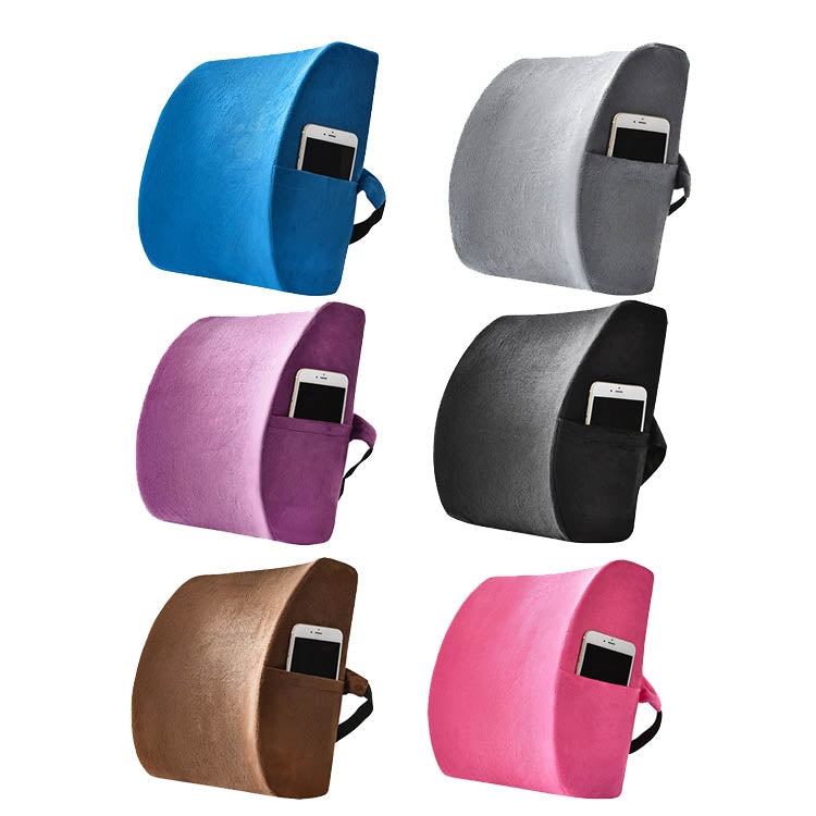 Office Waist Cushion Car Pillow With Pillow Core, Style: Memory Foam(Suede Rose Red)
