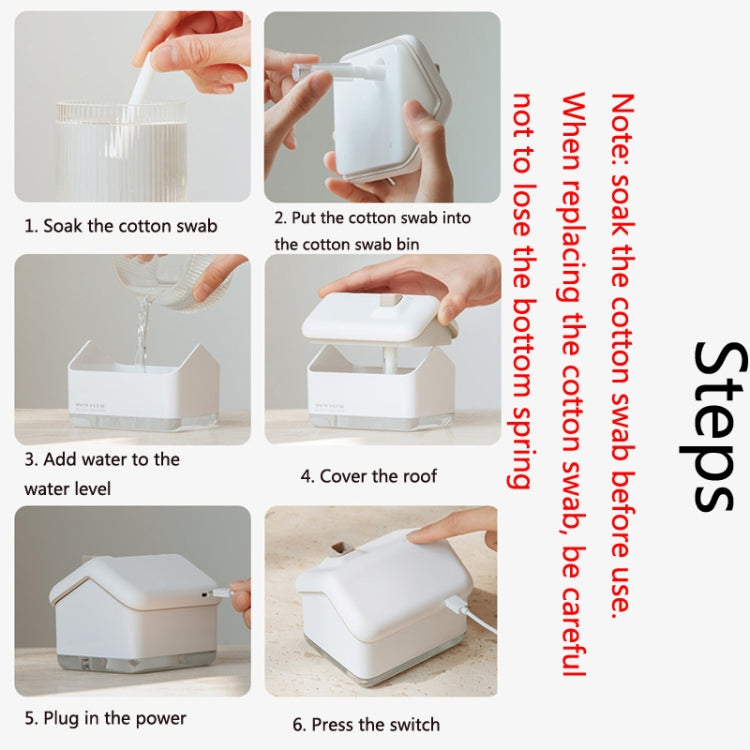 QB2020-008-G1 Mini Snow House Air Humidifier USB Bedroom Christmas Humidifier(White)