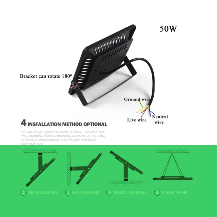 50W Ultra-Thin LED Plant Light, Full Spectrum COB Growth Light, Vegetable, Fruit & Flower Greenhouse Fill Light With Plug, Specification:UK Plug