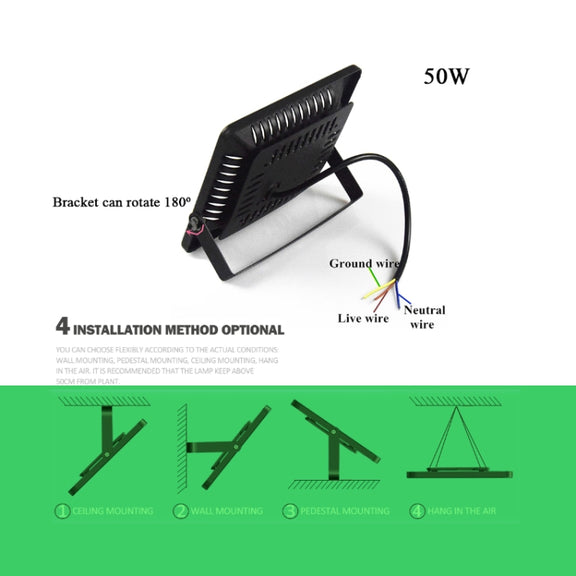 50W Ultra-Thin LED Plant Light, Full Spectrum COB Growth Light, Vegetable, Fruit & Flower Greenhouse Fill Light With Plug, Specification:AU Plug