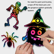 24 PCS / Set GG-24 Children Colorful Halloween Scratch Painting Set DIY Funny Ornaments Holiday Scratch Painting Paper