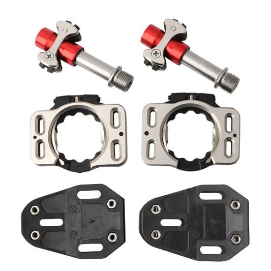 MEROCA Road Lock Shoes Card Three Pardin Bicycle Lollipops Self-Locking Pedal With Lock, Style: Titanium Alloy Axis (Red) - free shipping - PMC Jewellery - Order now!