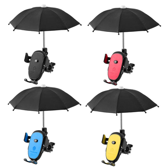 CYCLINGBOX BG-2935 Bicycle Mobile Phone Bracket With Umbrella Water-resistant Navigation Electric Car Mobile Phone Frame, Style: Handlebar Installation (Black)