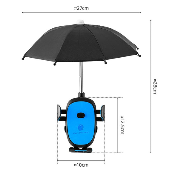 CYCLINGBOX BG-2935 Bicycle Mobile Phone Bracket With Umbrella Water-resistant Navigation Electric Car Mobile Phone Frame, Style: Handlebar Installation (Black)