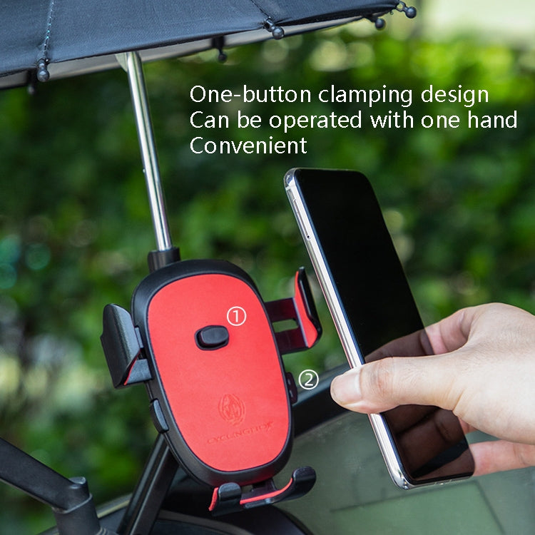 CYCLINGBOX BG-2935 Bicycle Mobile Phone Bracket With Umbrella Water-resistant Navigation Electric Car Mobile Phone Frame, Style: Handlebar Installation (Black)