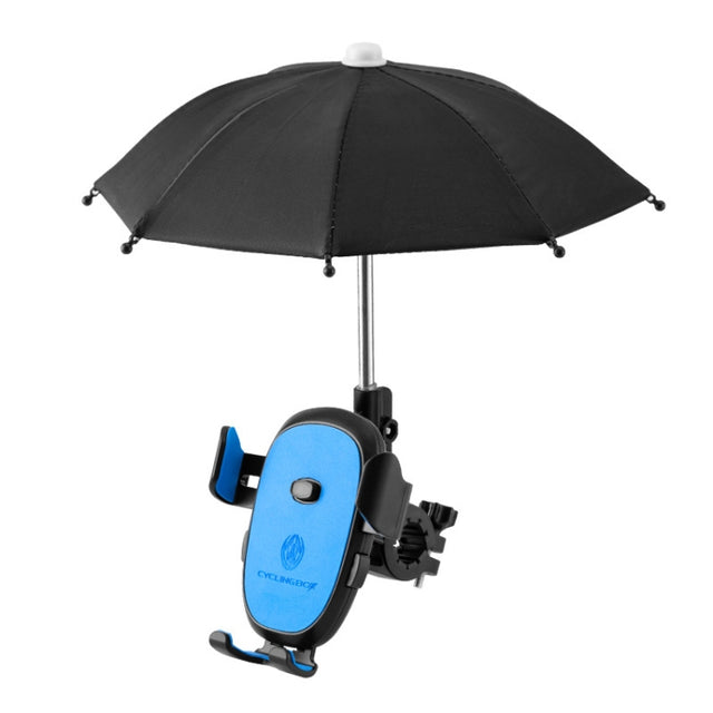 CYCLINGBOX BG-2935 Bicycle Mobile Phone Bracket With Umbrella Water-resistant Navigation Electric Car Mobile Phone Frame, Style: Handlebar Installation (Blue)