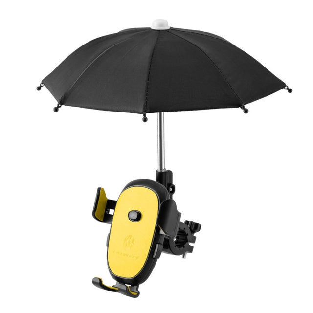 CYCLINGBOX BG-2935 Bicycle Mobile Phone Bracket With Umbrella Water-resistant Navigation Electric Car Mobile Phone Frame, Style: Handlebar Installation (Yellow)