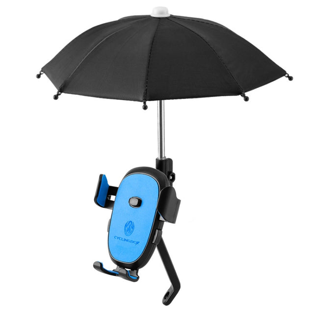 CYCLINGBOX BG-2935 Bicycle Mobile Phone Bracket With Umbrella Water-resistant Navigation Electric Car Mobile Phone Frame, Style: Rearview Mirror Installation (Blue)