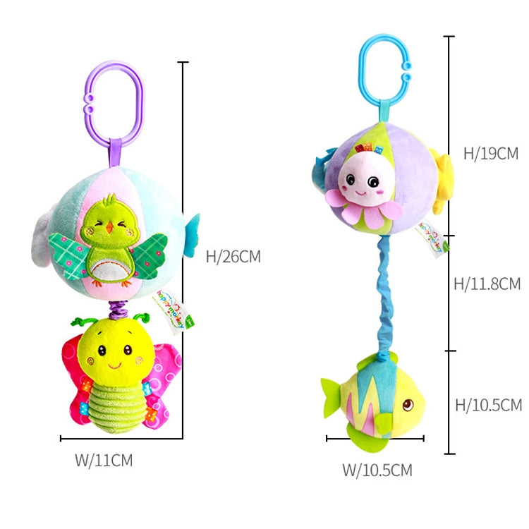 Three-dimensional Animal Baby Music Pull Bell Cloth Ball Bed Hanging Toy Baby Comfort Plush Bed Bell( Ocean Series 2A)
