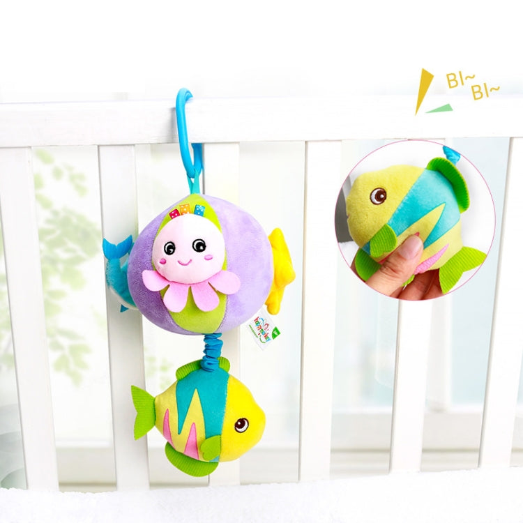 Three-dimensional Animal Baby Music Pull Bell Cloth Ball Bed Hanging Toy Baby Comfort Plush Bed Bell( Ocean Series 2A)