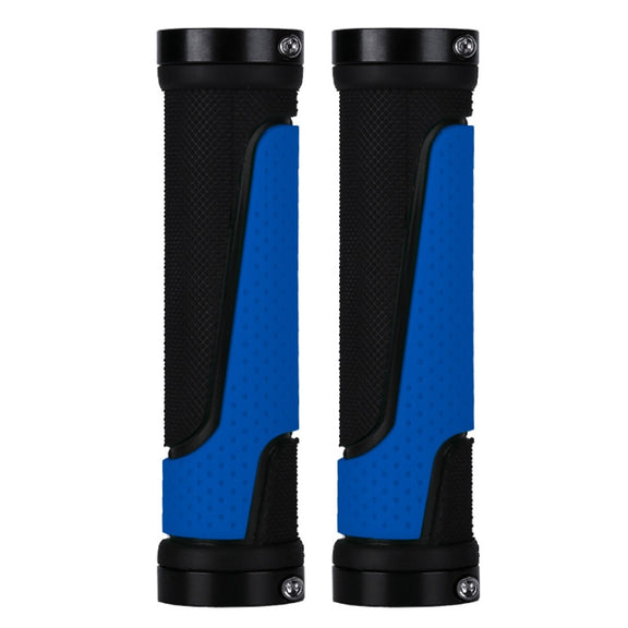 1pair BG-0404 Bicycle Rubber Handle Cover The Mountain Bike Bilateral Lock Dead Anti-Slip Handle Cover(Blue)