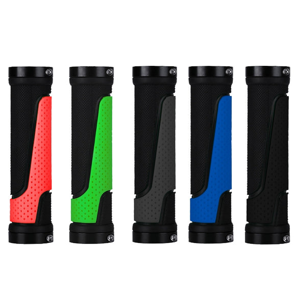 1pair BG-0404 Bicycle Rubber Handle Cover The Mountain Bike Bilateral Lock Dead Anti-Slip Handle Cover(Green)