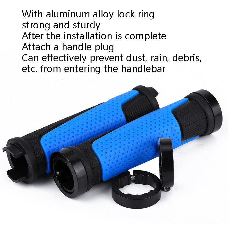 1pair BG-0404 Bicycle Rubber Handle Cover The Mountain Bike Bilateral Lock Dead Anti-Slip Handle Cover(Green)