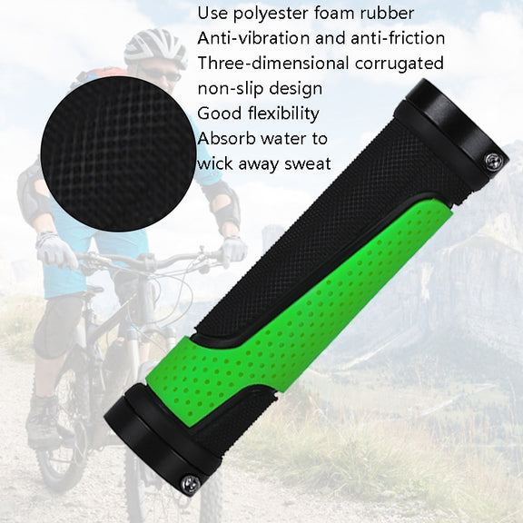 1pair BG-0404 Bicycle Rubber Handle Cover The Mountain Bike Bilateral Lock Dead Anti-Slip Handle Cover(Green)