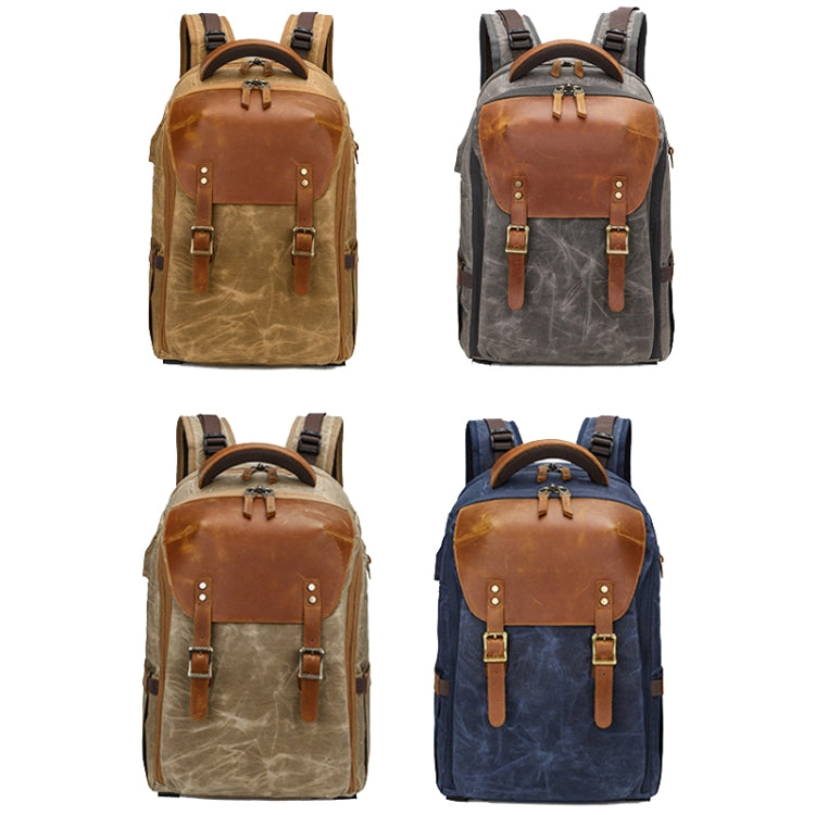 K805 Water-resistant Batik Canvas Camera Backpack Outdoor Liner Shoulder Photography Bag(Soil Yellow)
