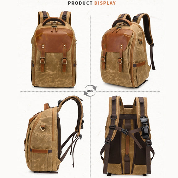 K805 Water-resistant Batik Canvas Camera Backpack Outdoor Liner Shoulder Photography Bag(Grey)
