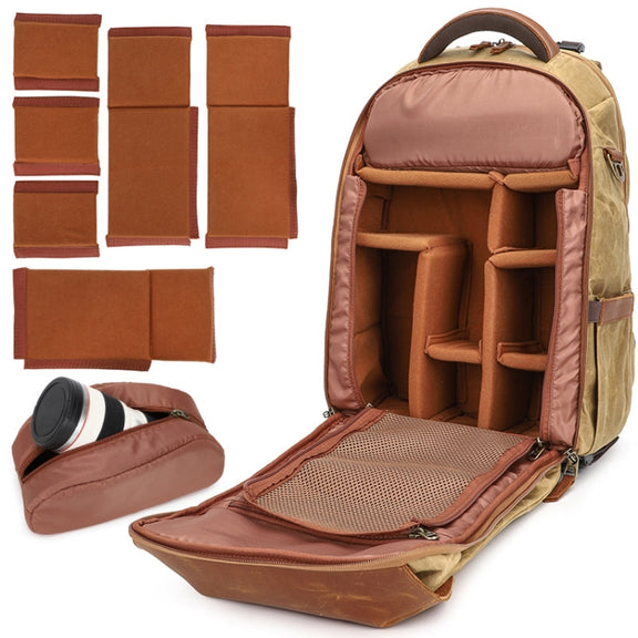 K805 Water-resistant Batik Canvas Camera Backpack Outdoor Liner Shoulder Photography Bag(Blue)
